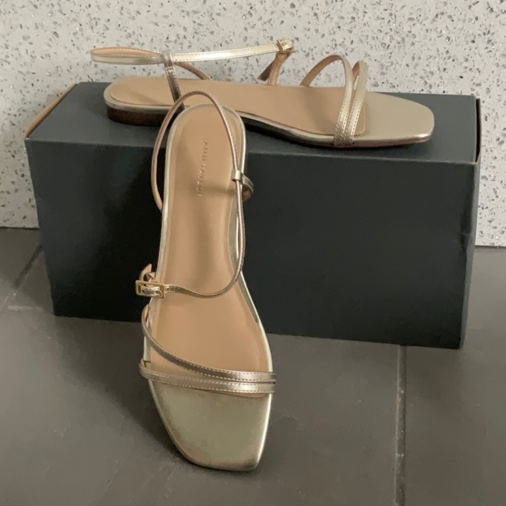 Ann Taylor real leather gold sandals